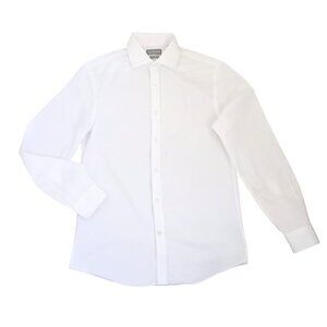 Michael Kors White Slim Fit Men's Dress Shirt - Long Sleeve Button-Up, Size M